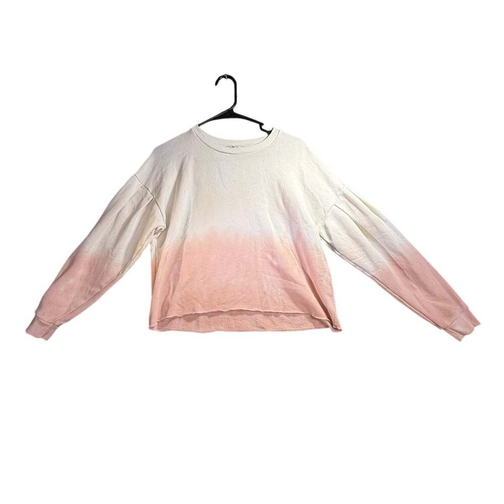 American Eagle Pink Peach Ombre Dip Dye Cropped Crewneck Sweatshirt Size Small